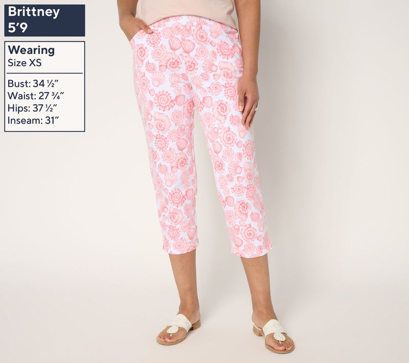 Quacker Factory Regular Just Shelling French Terry Printed Crop Pant — View 3