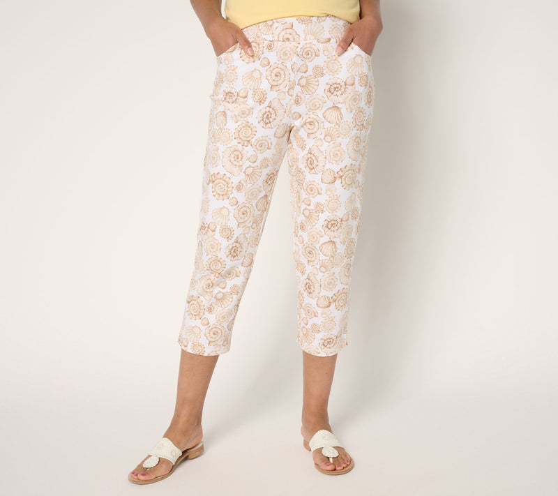 Quacker Factory Regular Just Shelling French Terry Printed Crop Pant — View 10