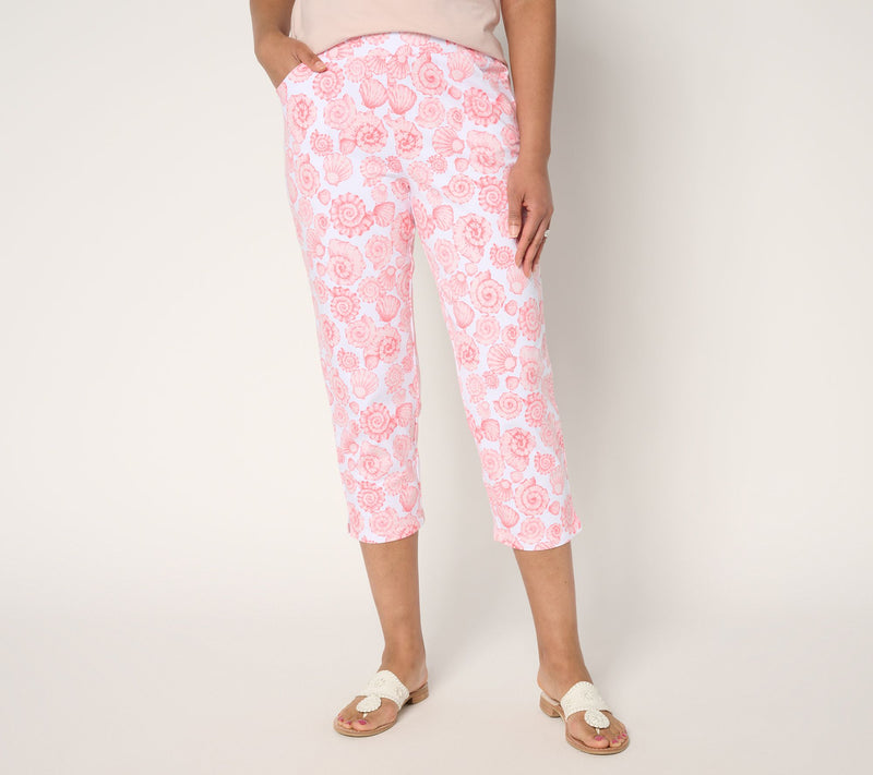 Quacker Factory Regular Just Shelling French Terry Printed Crop Pant — View 11