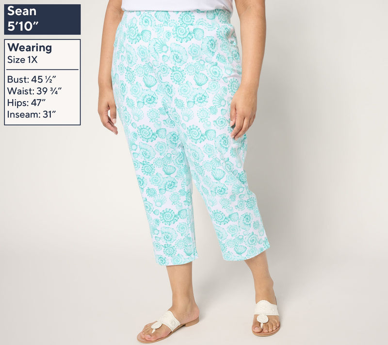 Quacker Factory Short Just Shelling French Terry Printed Crop Pants — View 2