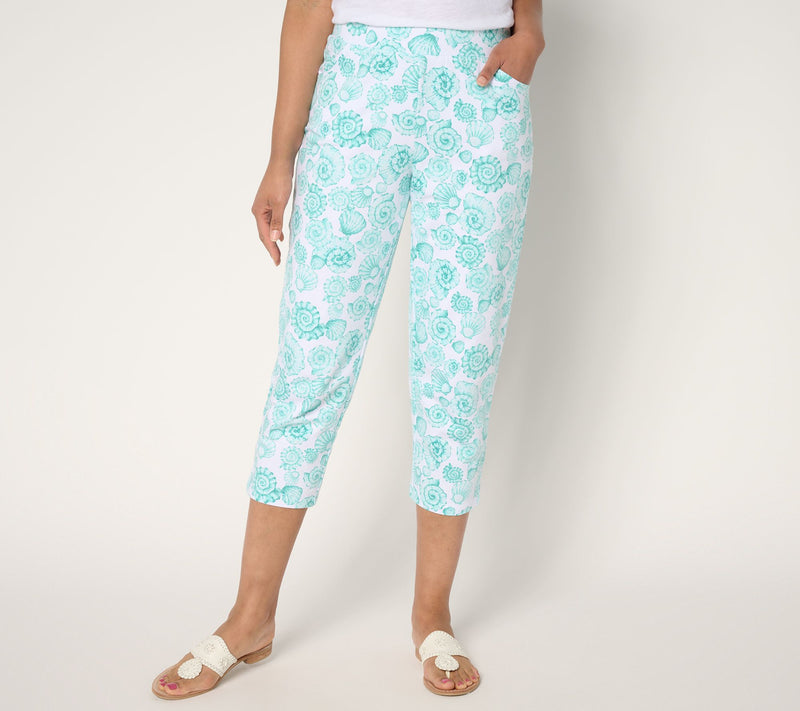 Quacker Factory Short Just Shelling French Terry Printed Crop Pants — View 12