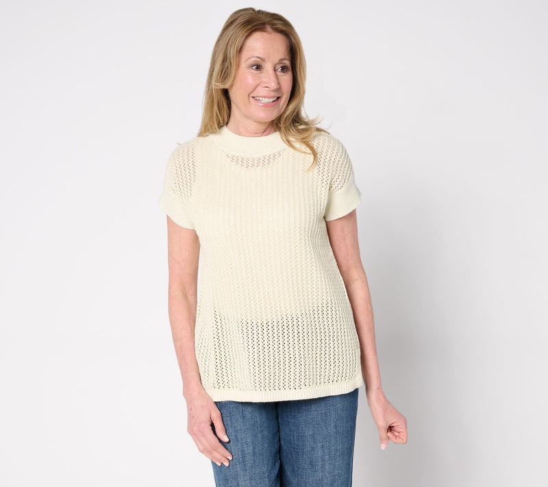Susan Graver Summer Shine Short Sleeve Sweater — View 5