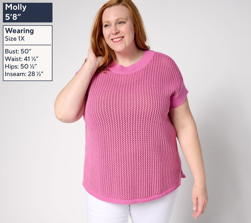 Susan Graver Summer Shine Short Sleeve Sweater — View 10