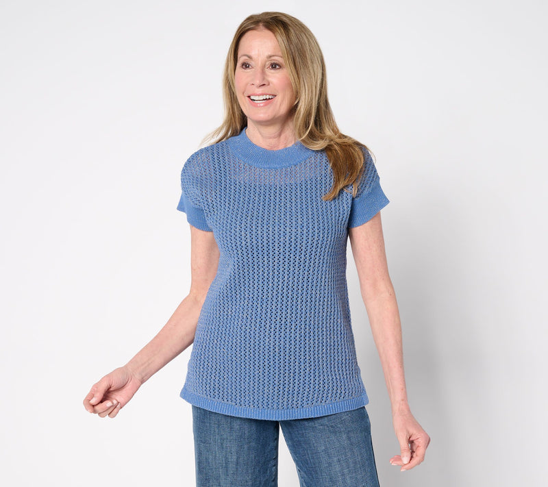 Susan Graver Summer Shine Short Sleeve Sweater — View 3