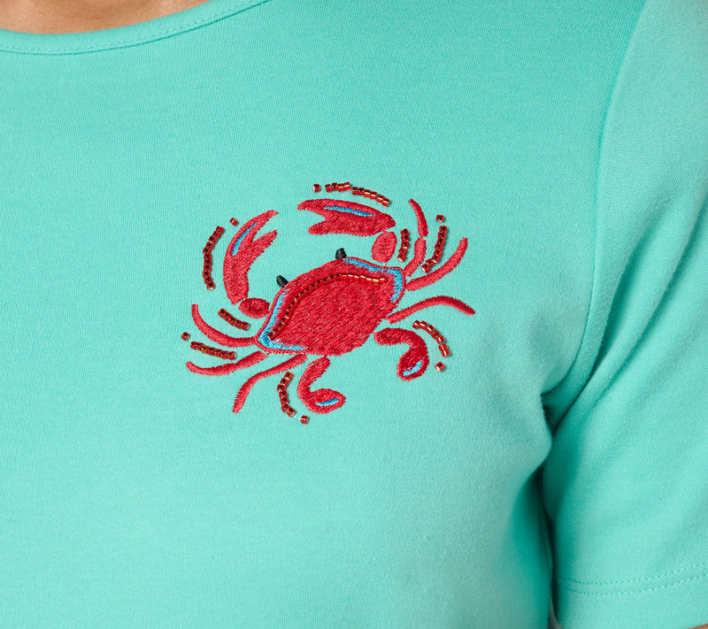Quacker Factory Embroidered and Beaded Short Sleeve Top — View 6
