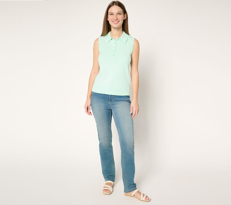 Isaac Mizrahi Live! Essentials Sleeveless Polo Sweater — View 14