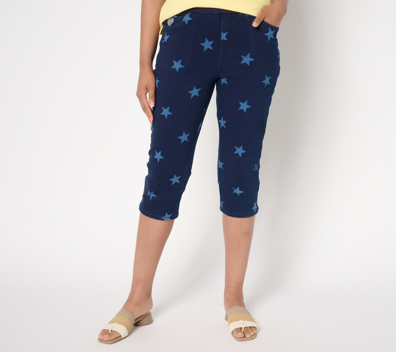 Quacker Factory DreamJeannes Star Spangled 19" Capri Pants — Main view