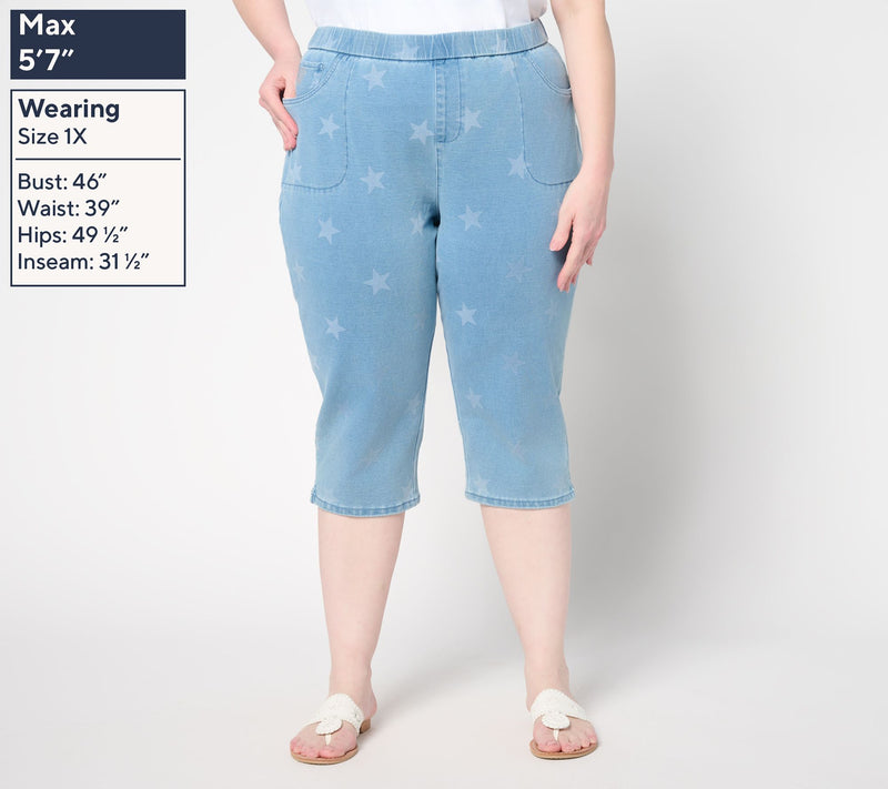 Quacker Factory DreamJeannes Star Spangled 19" Capri Pants — View 2