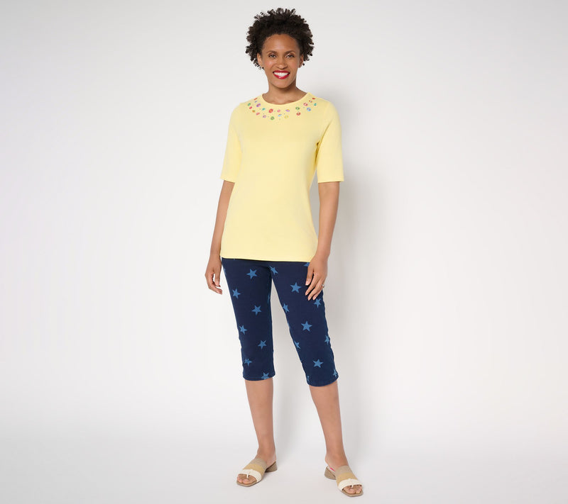 Quacker Factory DreamJeannes Star Spangled 19" Capri Pants — View 5