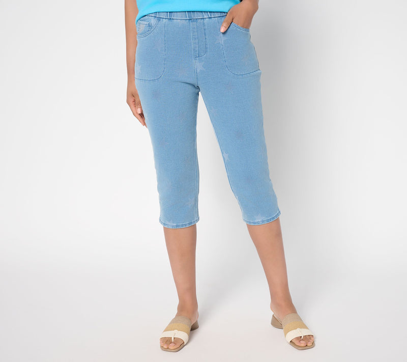 Quacker Factory DreamJeannes Star Spangled 19" Capri Pants — View 9