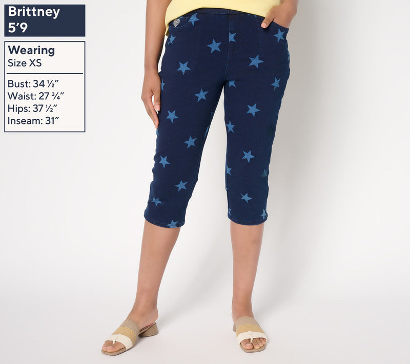 Quacker Factory DreamJeannes Star Spangled 19" Capri Pants — View 3