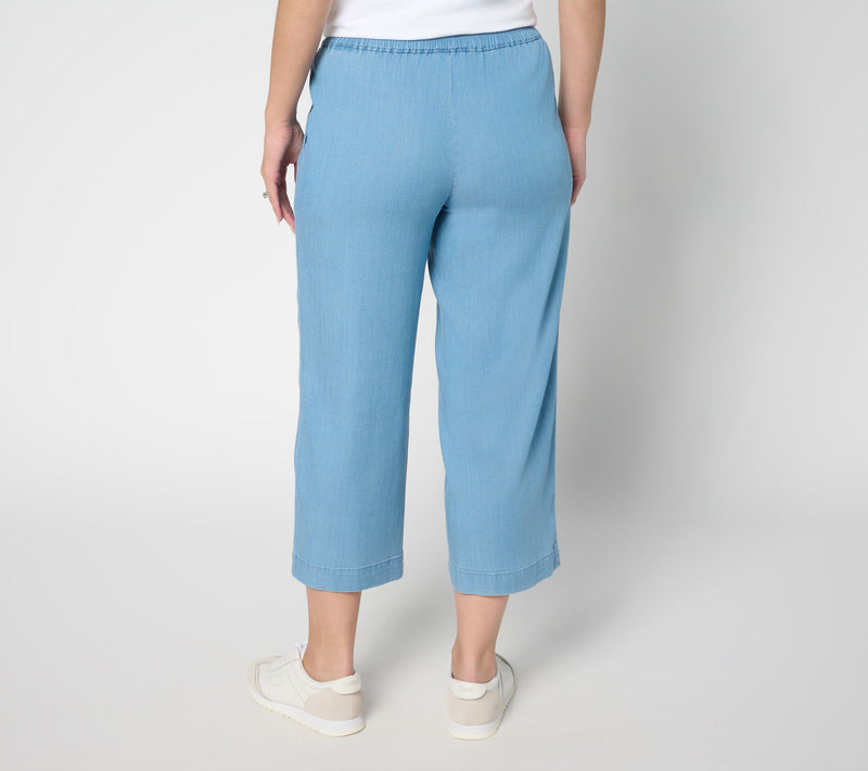 AnyBody Regular Drapey Denim Cropped Wide Leg Pull On Pants — View 10