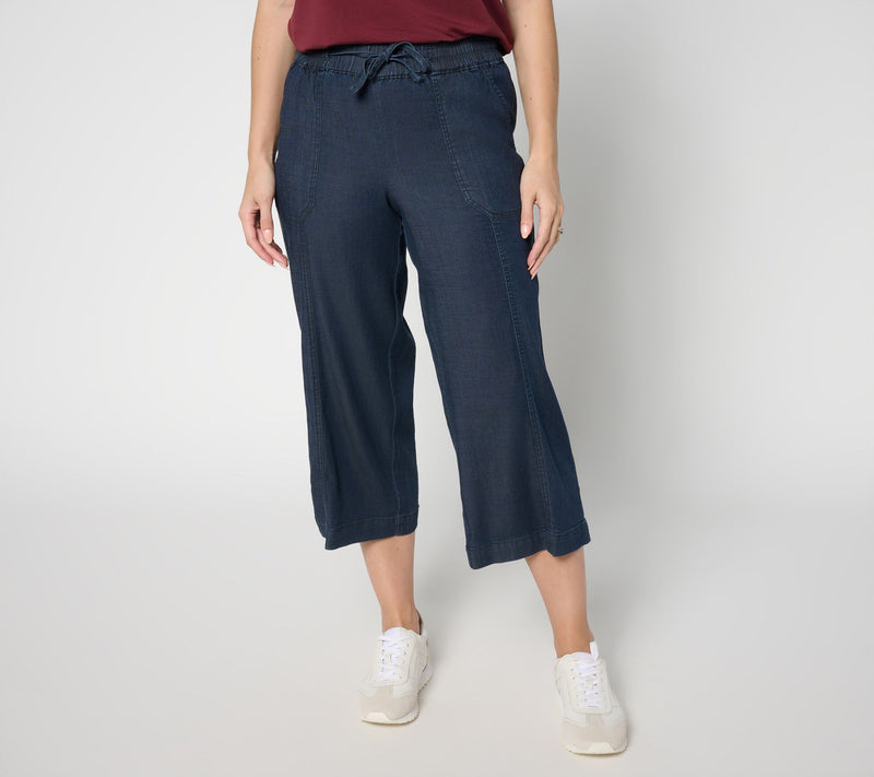 AnyBody Regular Drapey Denim Cropped Wide Leg Pull On Pants — View 7