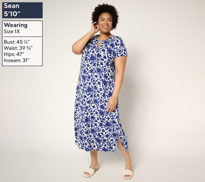 Quacker Factory Regular Starlet Keyhole Maxi Dress — View 2