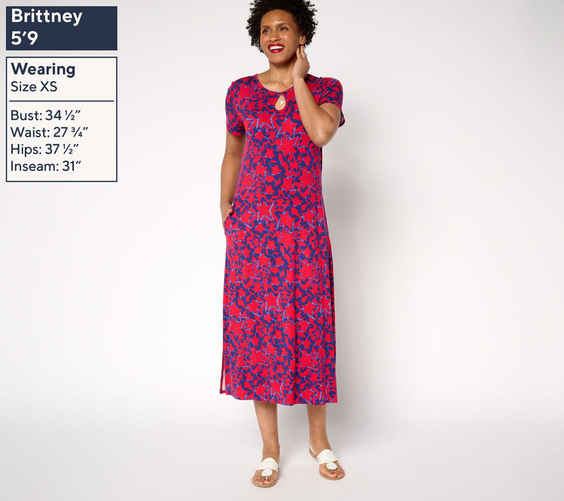 Quacker Factory Regular Starlet Keyhole Maxi Dress — View 3