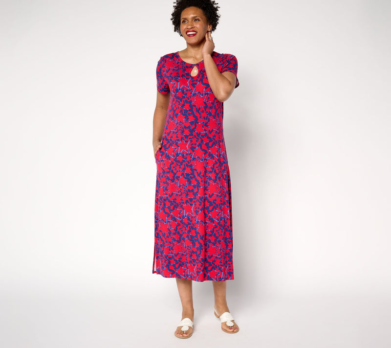 Quacker Factory Regular Starlet Keyhole Maxi Dress — View 8