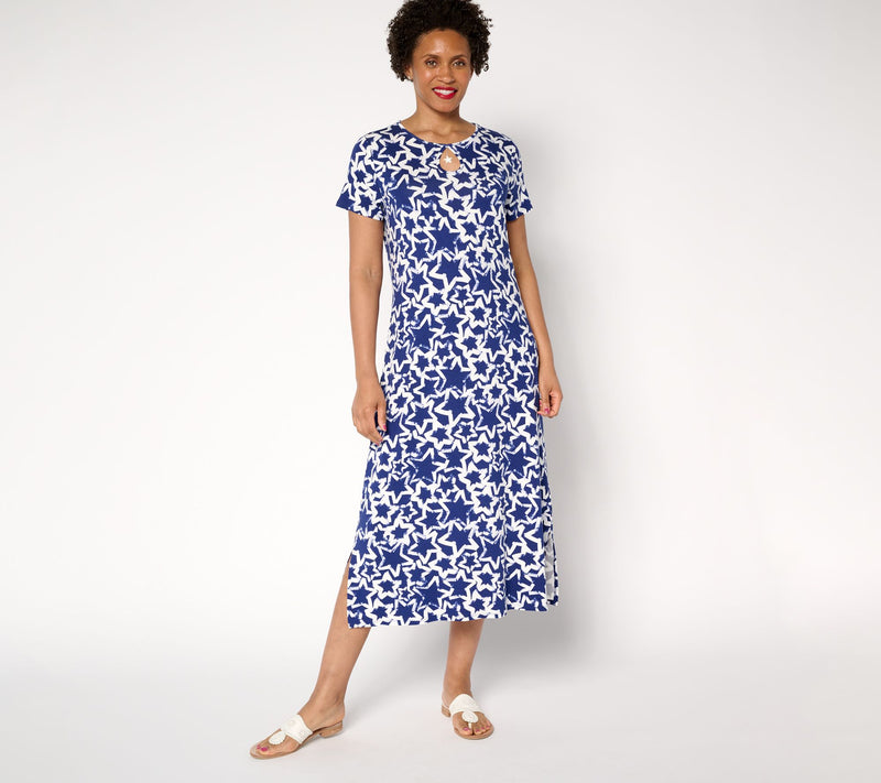 Quacker Factory Regular Starlet Keyhole Maxi Dress — View 9