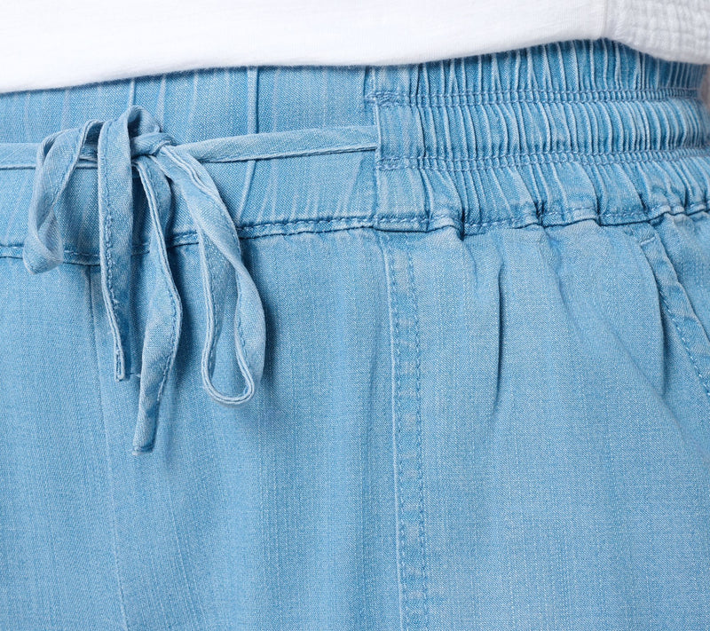 AnyBody Petite Drapey Denim Cropped Wide Leg Pull On Pants — View 12