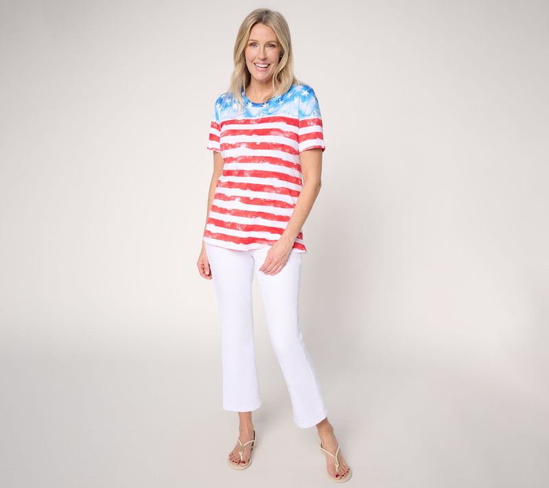 Denim & Co. Americana Favorite Jersey Short Sleeve Scoop Neck Top — View 11