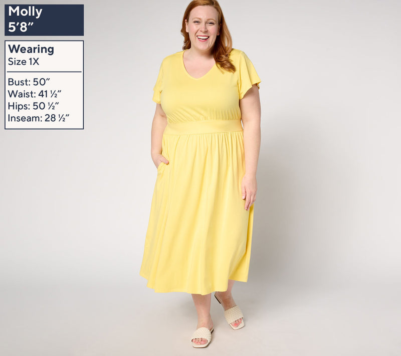 Denim & Co. Regular Favorite Jersey V-Neck Midi Dress — View 12
