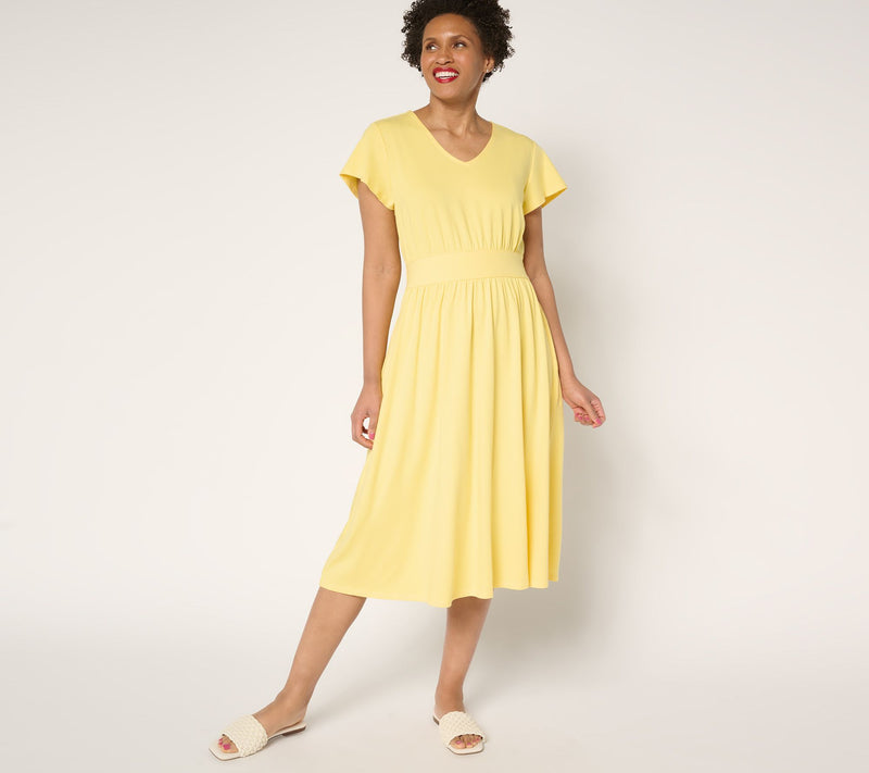 Denim & Co. Petite Favorite Jersey V-Neck Midi Dress — View 5