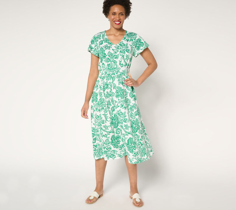 Denim & Co. Petite Favorite Jersey V-Neck Midi Dress — View 7