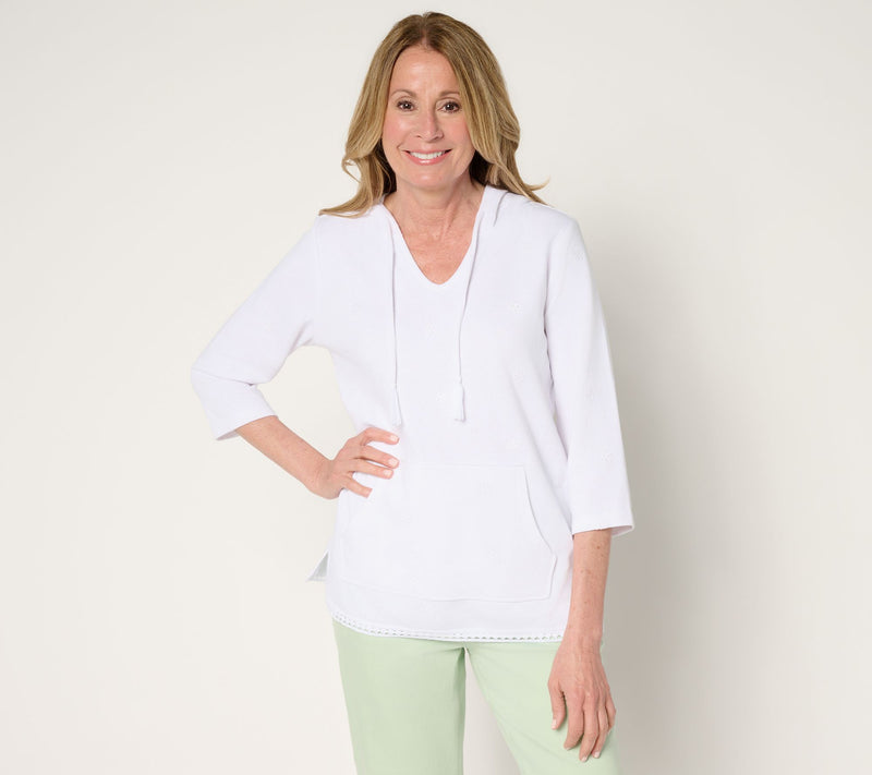 Denim & Co. Beach 3/4 Sleeve Embroidered Pullover — View 11