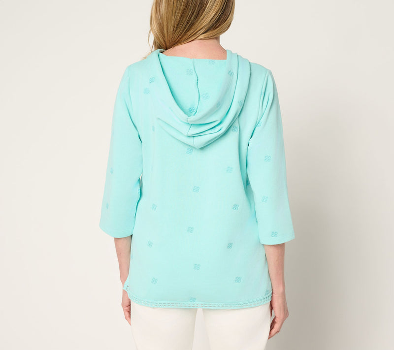 Denim & Co. Beach 3/4 Sleeve Embroidered Pullover — View 4