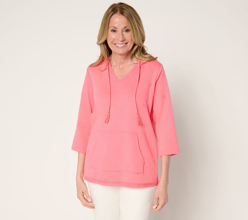 Denim & Co. Beach 3/4 Sleeve Embroidered Pullover — View 12