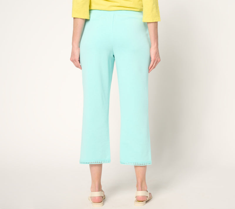Denim & Co. Beach Regular Straight Leg Crop Pant with Lace Trim — View 3
