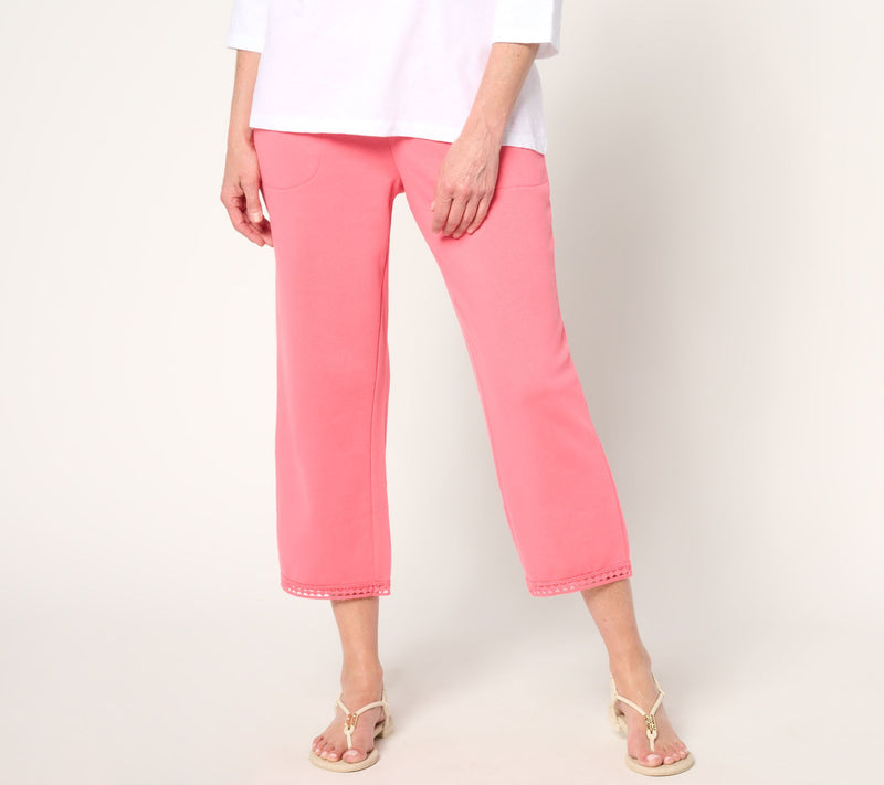 Denim & Co. Beach Regular Straight Leg Crop Pant with Lace Trim — View 11