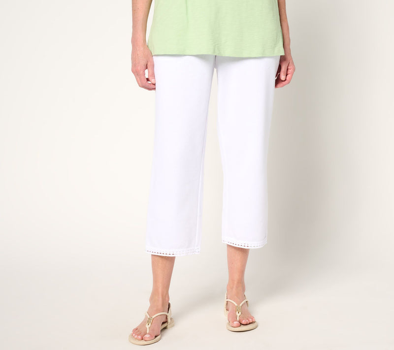 Denim & Co. Beach Petite Straight Leg Crop Pant with Lace Trim — View 10