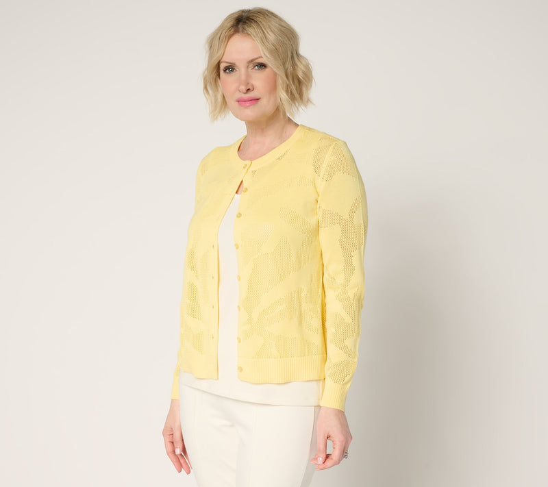 BEAUTIFUL by Lawrence Zarian 100% Cotton Novelty Stitch Cardigan — Main view