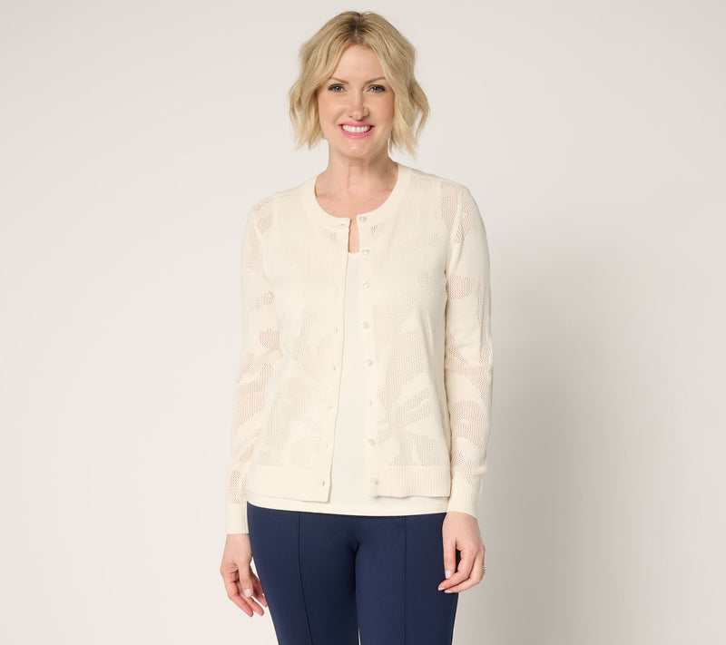 BEAUTIFUL by Lawrence Zarian 100% Cotton Novelty Stitch Cardigan — View 17