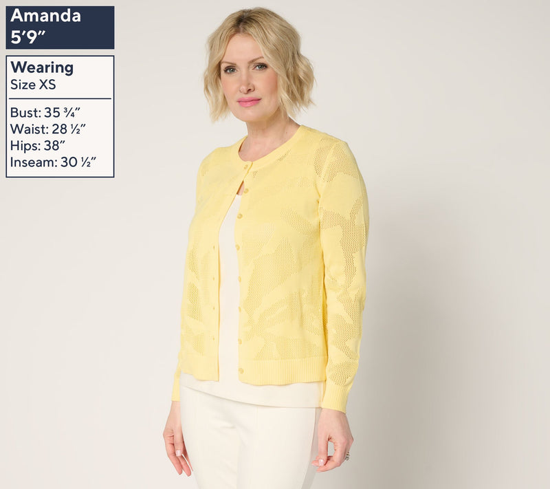 BEAUTIFUL by Lawrence Zarian 100% Cotton Novelty Stitch Cardigan — View 3