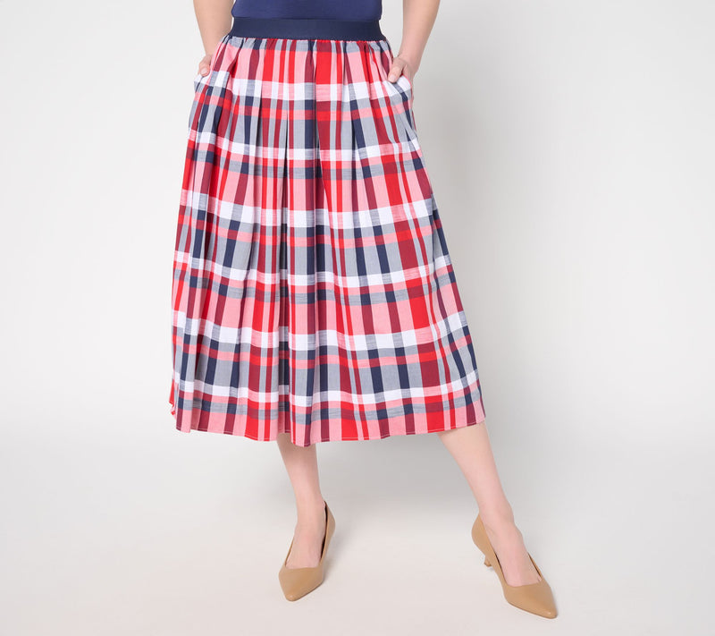 Joan Rivers Regular Madras Plaid Midi Skirt — Main view