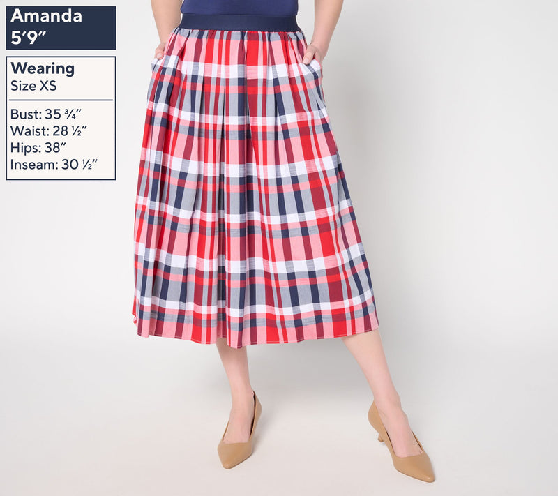 Joan Rivers Petite Madras Plaid Midi Skirt — View 3