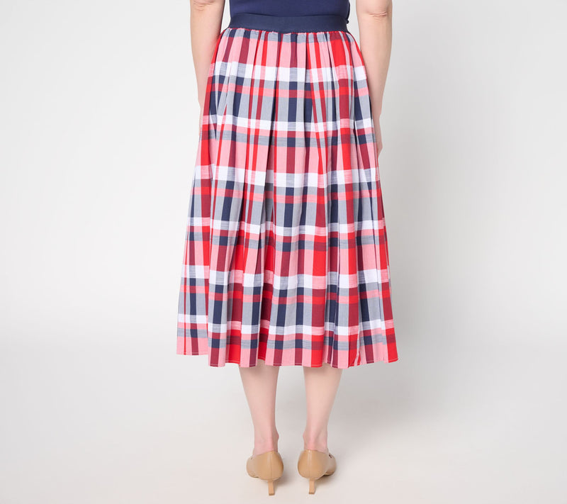 Joan Rivers Petite Madras Plaid Midi Skirt — View 4