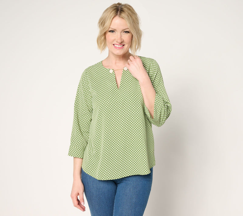 BEAUTIFUL by Lawrence Zarian The Milena 3/4-Sleeve Novelty Blouse — View 9