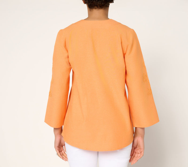 BEAUTIFUL by Lawrence Zarian Linen Blend Eyelet Detail Top — View 10