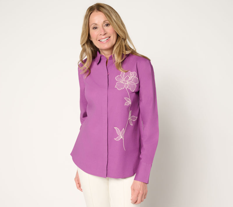 BEAUTIFUL by Lawrence Zarian Embroidered Long Sleeve Shirt — View 11