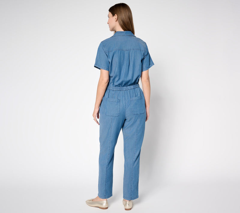 Joan Rivers Regular Tencel Collared Ankle Length Jumpsuit — View 9