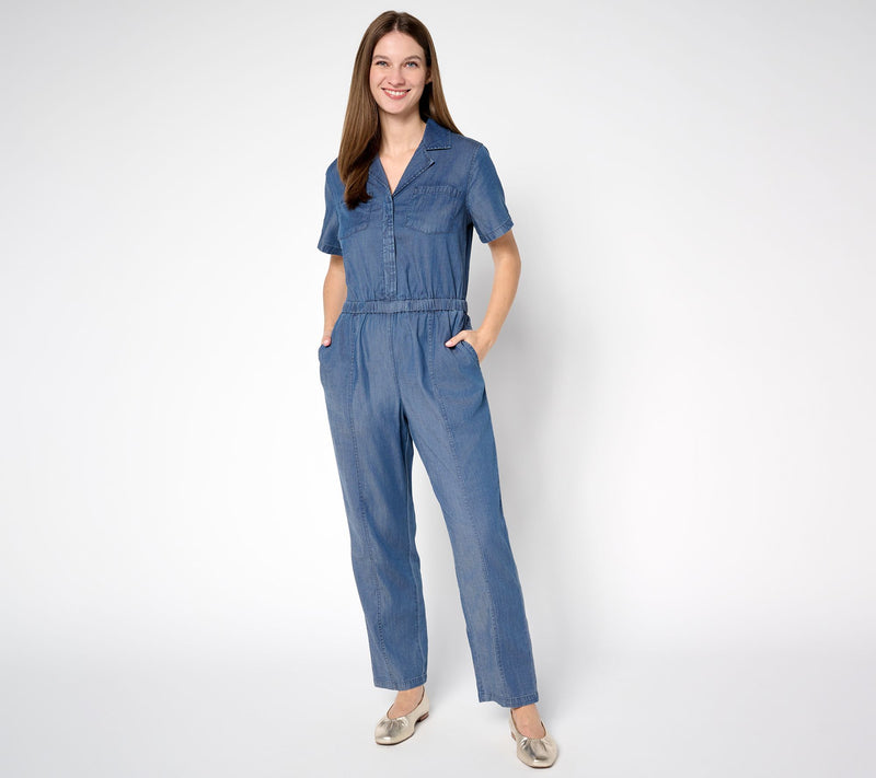 Joan Rivers Regular Tencel Collared Ankle Length Jumpsuit — View 3