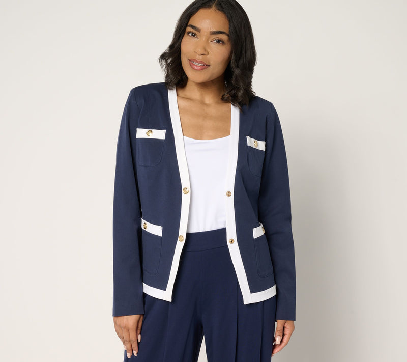 Isaac Mizrahi Live! 24/7 Stretch Jacket with Contrast Trim — View 11