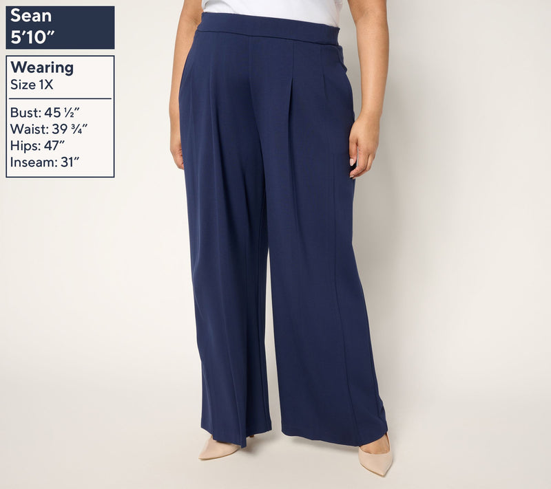 Isaac Mizrahi Live! Regular Sublime Stretch Ponte Wide Leg Pants — View 10