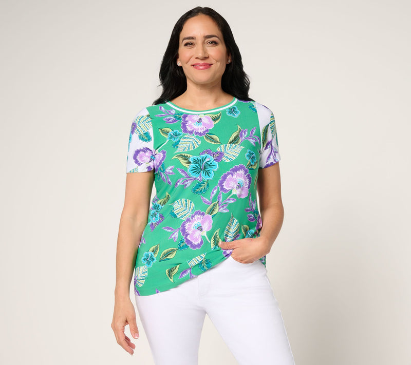 Susan Graver Printed Liquid Knit Short Sleeve Top — View 13