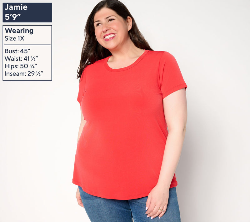 Susan Graver Modern Essentials Liquid Knit Crew-Neck Top — View 2