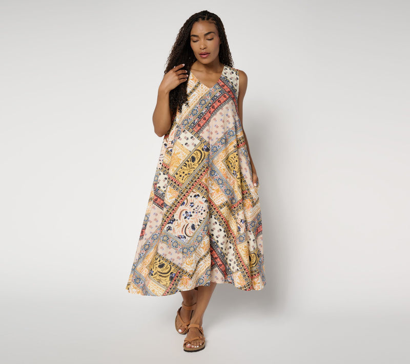 Susan Graver Passport Regular Dolce Textured Woven Midi Dress — Main view