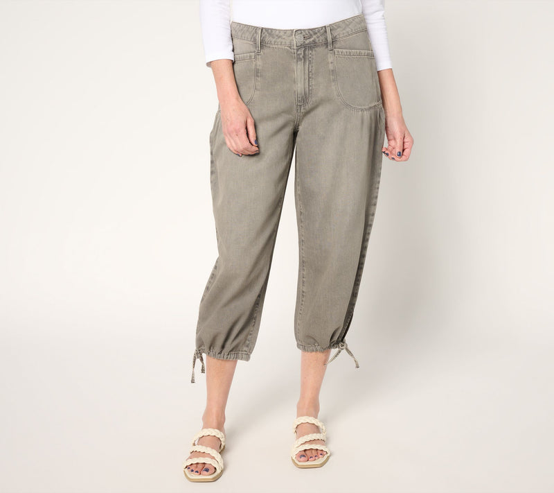 LOGO by Lori Goldstein Regular Cotton Chambray Cropped Pants — Main view