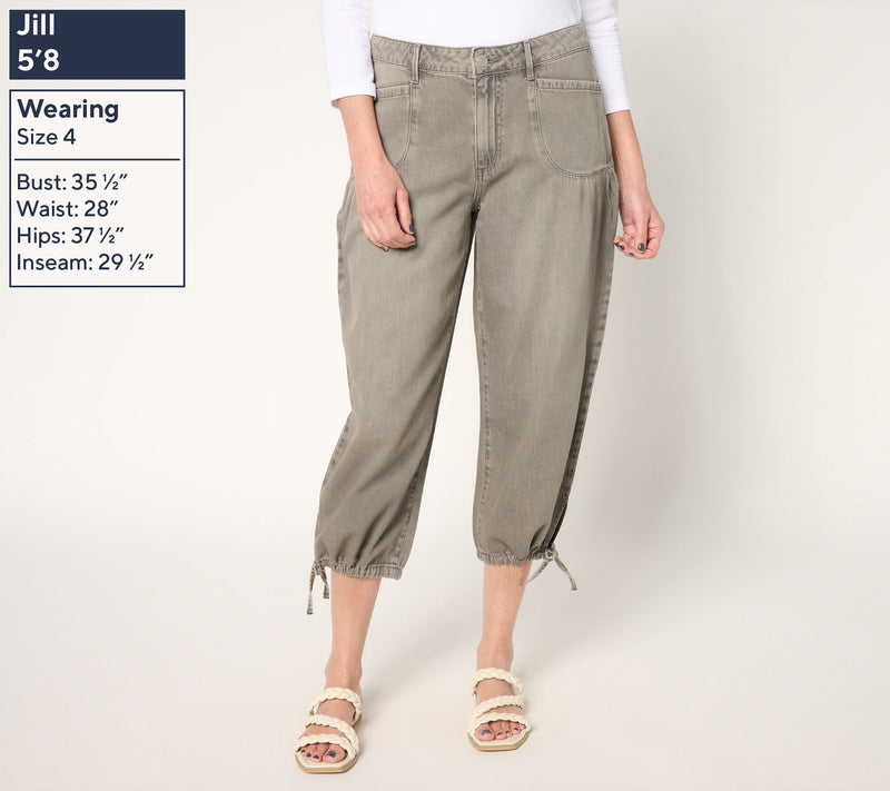 LOGO by Lori Goldstein Regular Cotton Chambray Cropped Pants — View 3